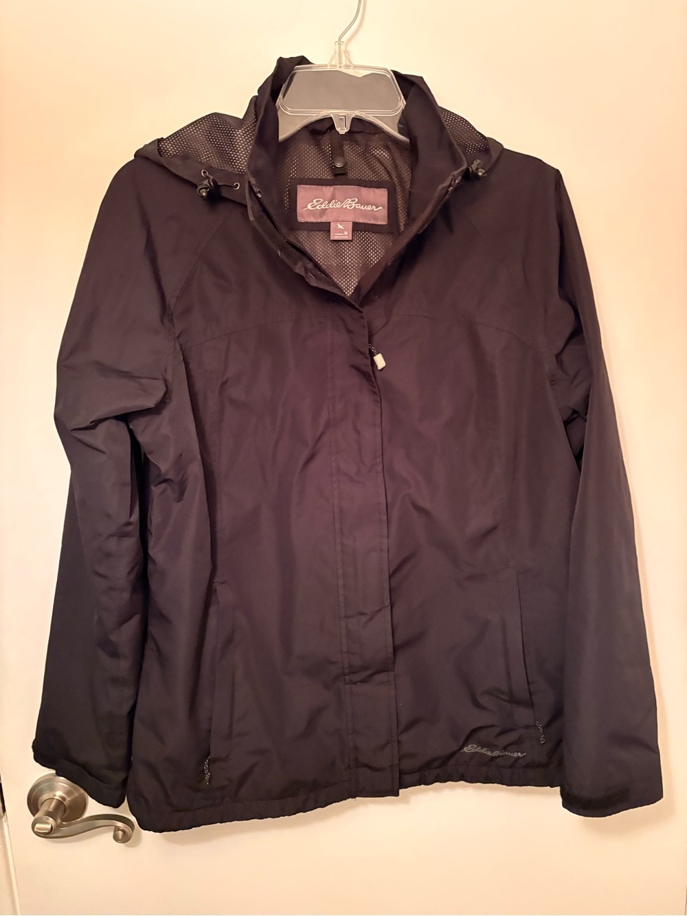 Eddie Bauer Women's Black Hooded Rain Jacket